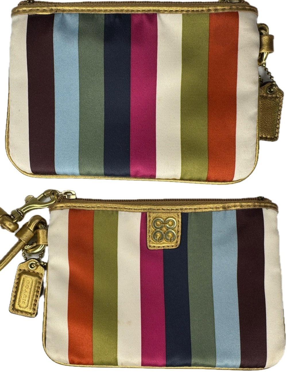 Coach Legacy Stripe 65th Anniversary Satin Wristlet